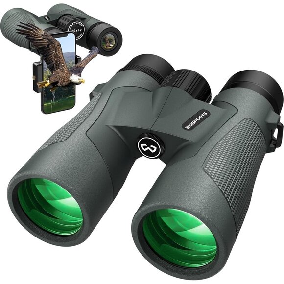 Wosports Upgraded ED Binoculars 10X42 Wide Field IPX7 Bird Watching Waterproof - Picture 1 of 7